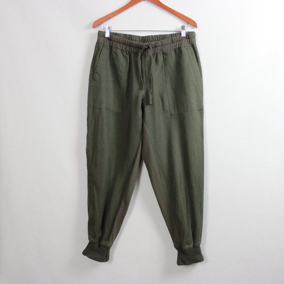 Roots Olive Green Linen Cotton Blend Joggers - Picture 15 of 16